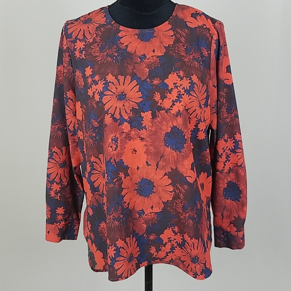 Topshop women 8 pullover hi-low floral blouse